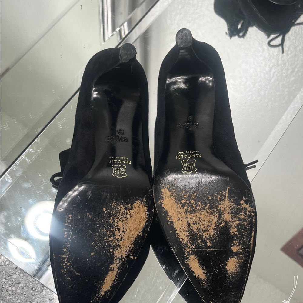 Vintage 90sBlack Suede Oxford Lace-Up Heels Roberto Vianni for Neiman Marcus 8.5 - Picture 4 of 16